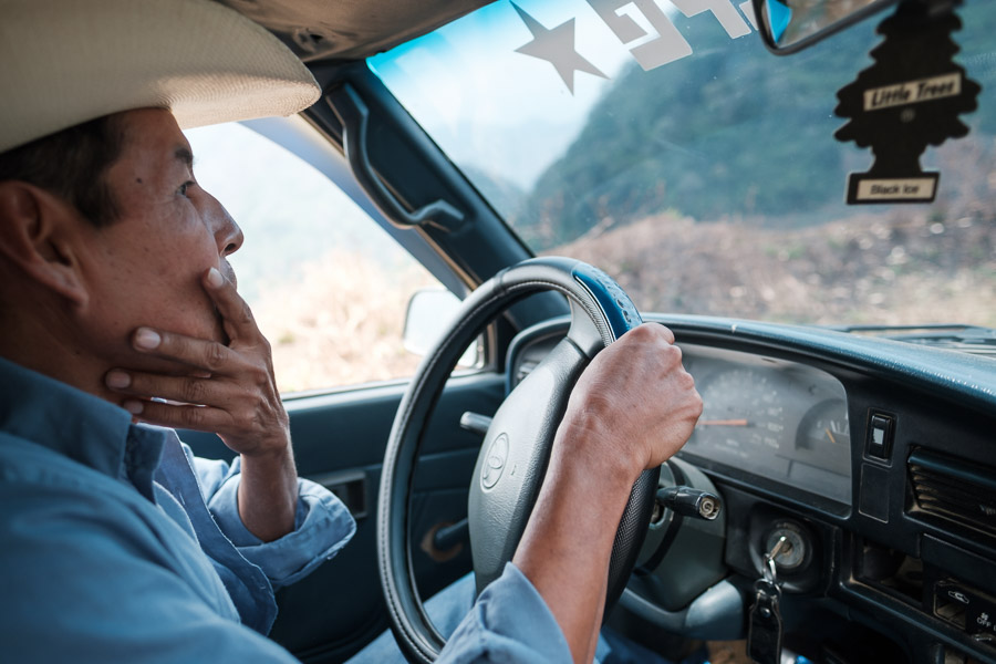 Alvino navigates the steep roads of Guatemala’s highlands. He is very proud of this old truck - with him behind its wheel, he can get up roads here that newer vehicles cannot.