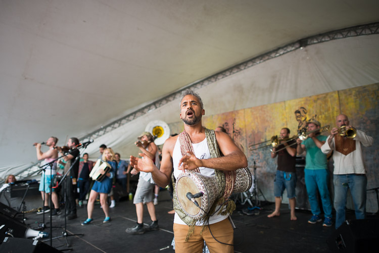 The rhythm section of the “Balkan-Klezmer-Gypsy-Party-Punk-Super Band”: the Lemon Bucket Orkestra.