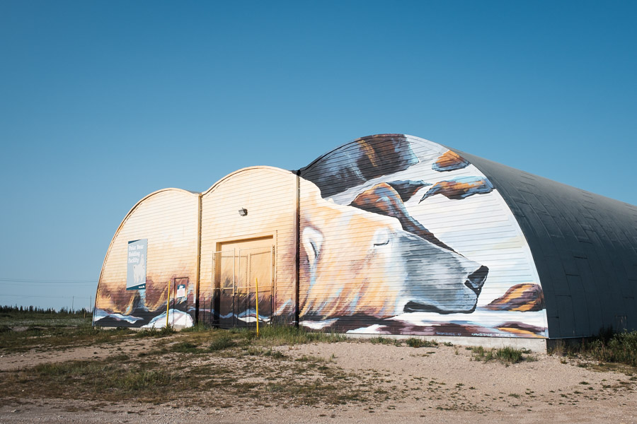 In 2017, Kal Barteski (an artist from Winnipeg) descended upon the town of Churchill with a team of artists gathered from around the world. Blank canvases on worn architecture were brought to life in a tough time, like this mural on the town&rsquo;s Polar Bear Holding Facility. Check out the documentary Know I&rsquo;m Here by Handcraft Creative that covers the whole SeaWalls Festival story.