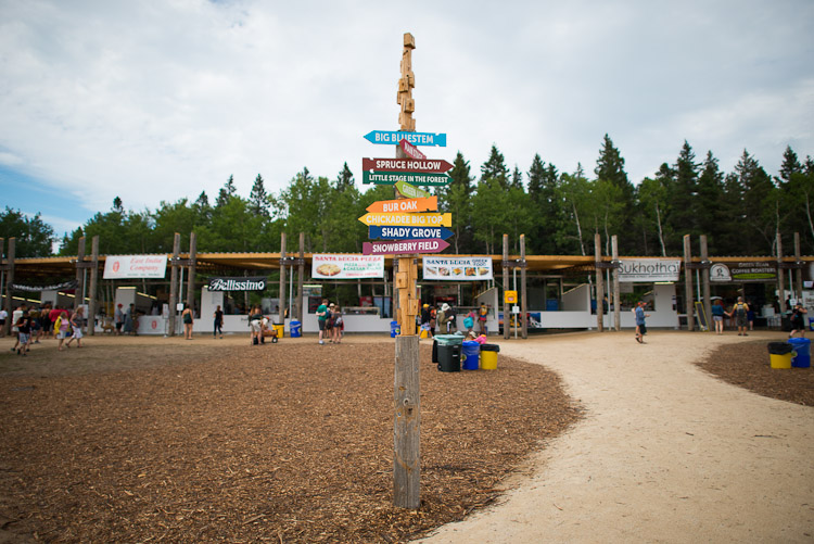 There were a lot of upgrades to the festival site this year, including new buildings for all the local food vendors (pictured here in the back) and two new stages: Little Stage In The Forest and Spruce Hollow.