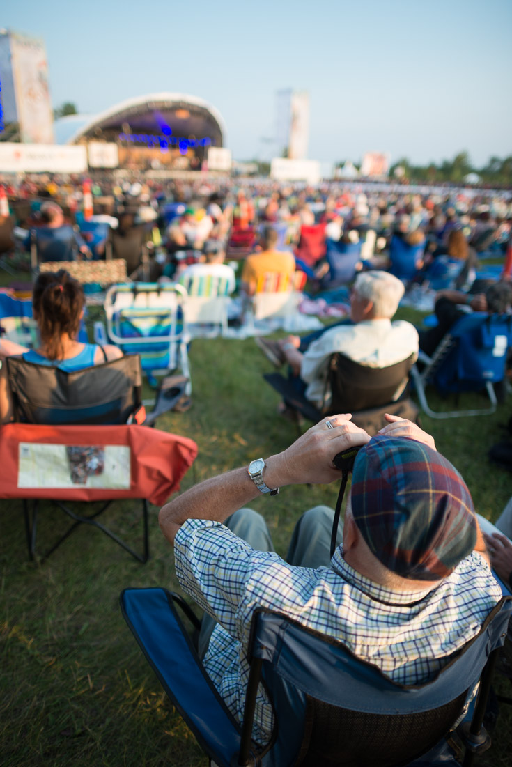 Ways to ensure a good view of Main Stage include utilizing the huge video screens, dancing your way up to the front, or, in this case, binoculars.