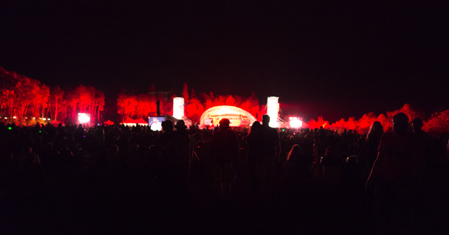 Big screens and big speakers make sure the people at the back can still enjoy Main Stage late into the night.